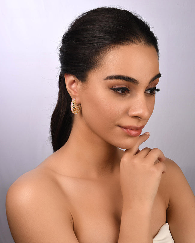 Diamond and Pink sapphire hoops
